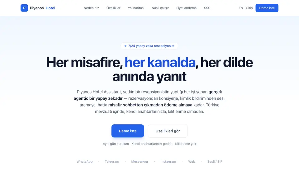 Piyanos Hotel Assistant — hotel.piyanos.com